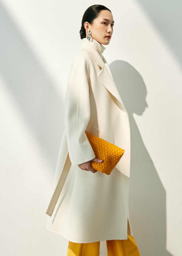 Double Face Wool Cashmere Belted Wrap Long Coat – Vivian Seven