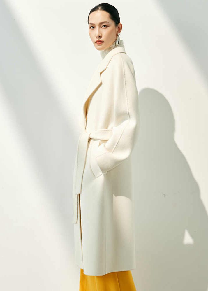 Double Face Wool Cashmere Belted Wrap Long Coat – Vivian Seven