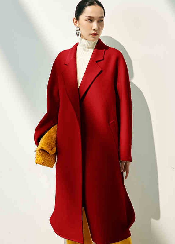 Women's Double Face Wool Cashmere Belted Wrap Long Coat