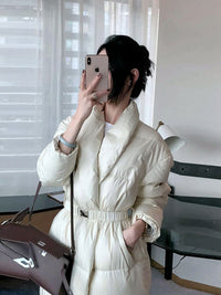 women's Shawl Collar Long Down Puffer Coat