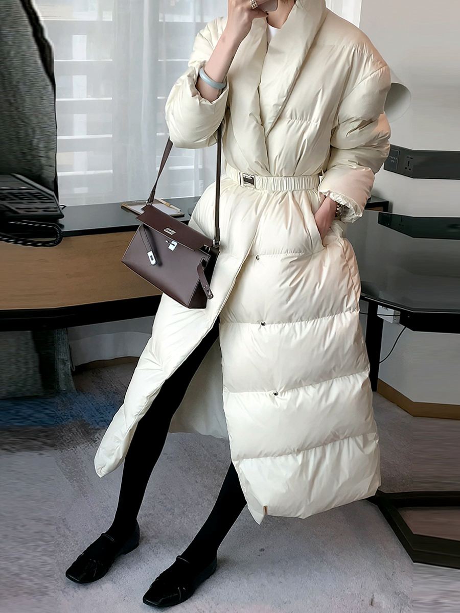 Shawl Collar Long Down Puffer Coat – Vivian Seven