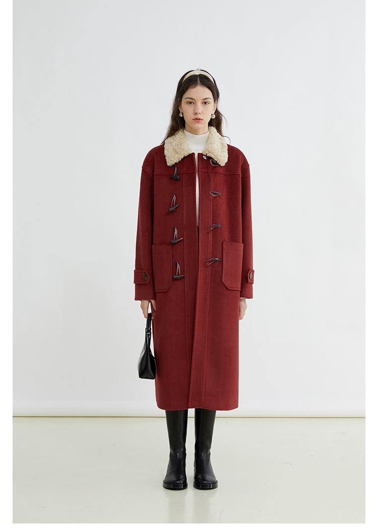 Faux Fur Collar Long Duffle Coat – Vivian Seven