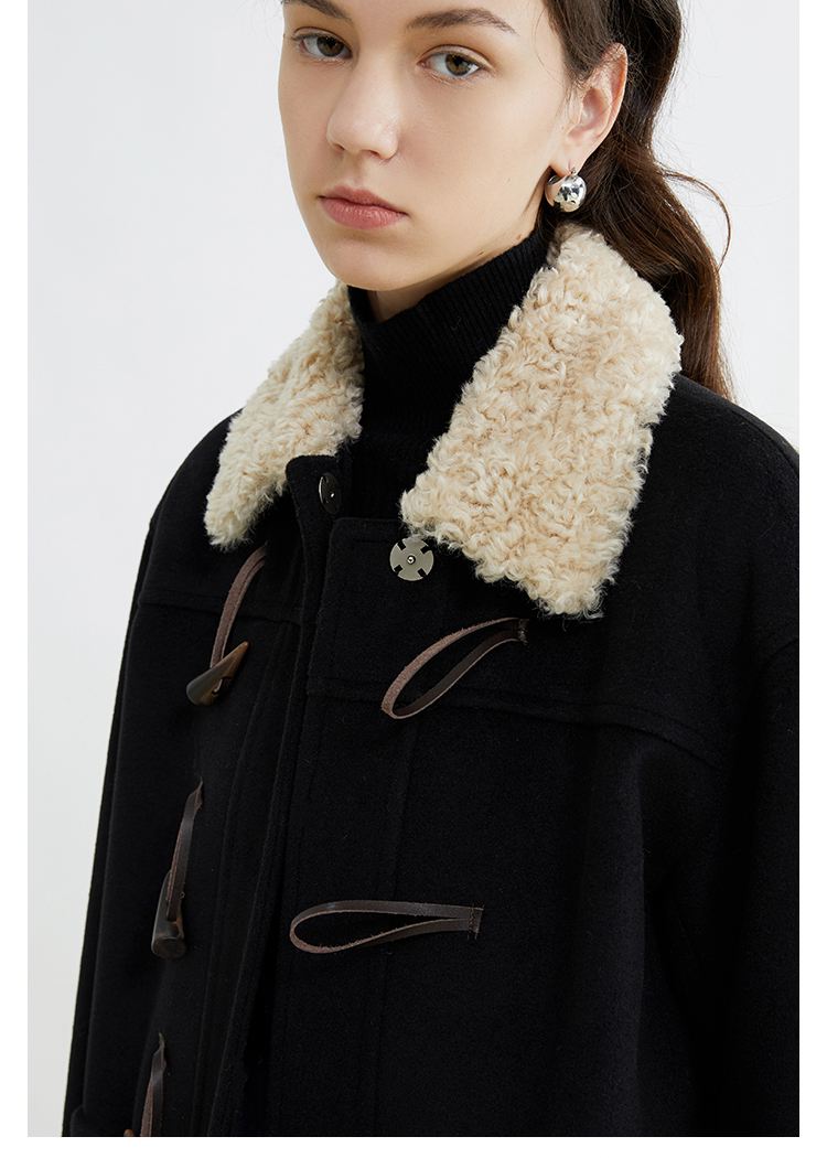 Faux Fur Collar Long Duffle Coat – Vivian Seven