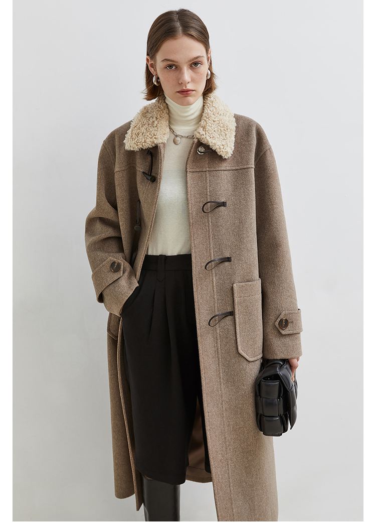 Women's Faux Fur Collar Long Duffle Coat