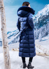 Women's Fox Fur Collar Hooded Quilted Duck Down Puffer Long Parka