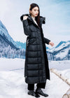 Women's Fox Fur Collar Hooded Quilted Duck Down Puffer Long Parka