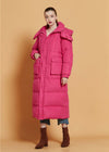 Women's Winter Fuchsia Hooded Goose Down Puffer Long Coat