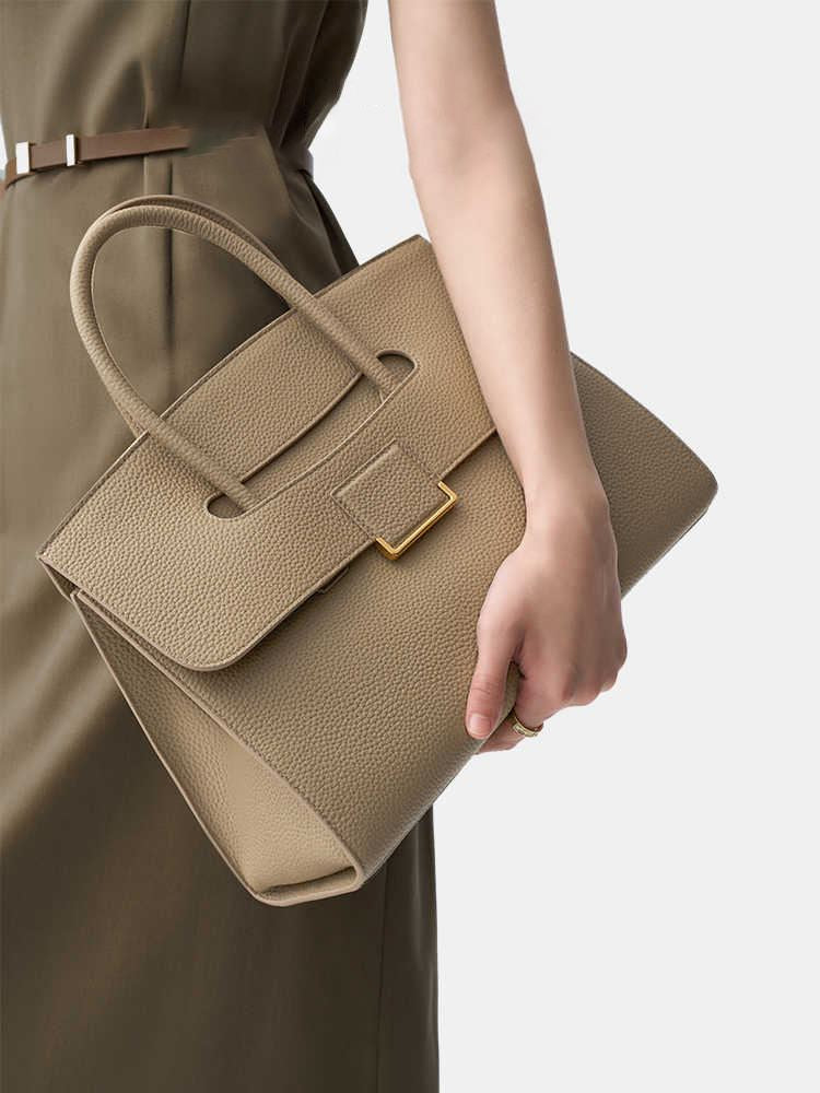 Flap Buckle Genuine Leather Tote Bag – Vivian Seven