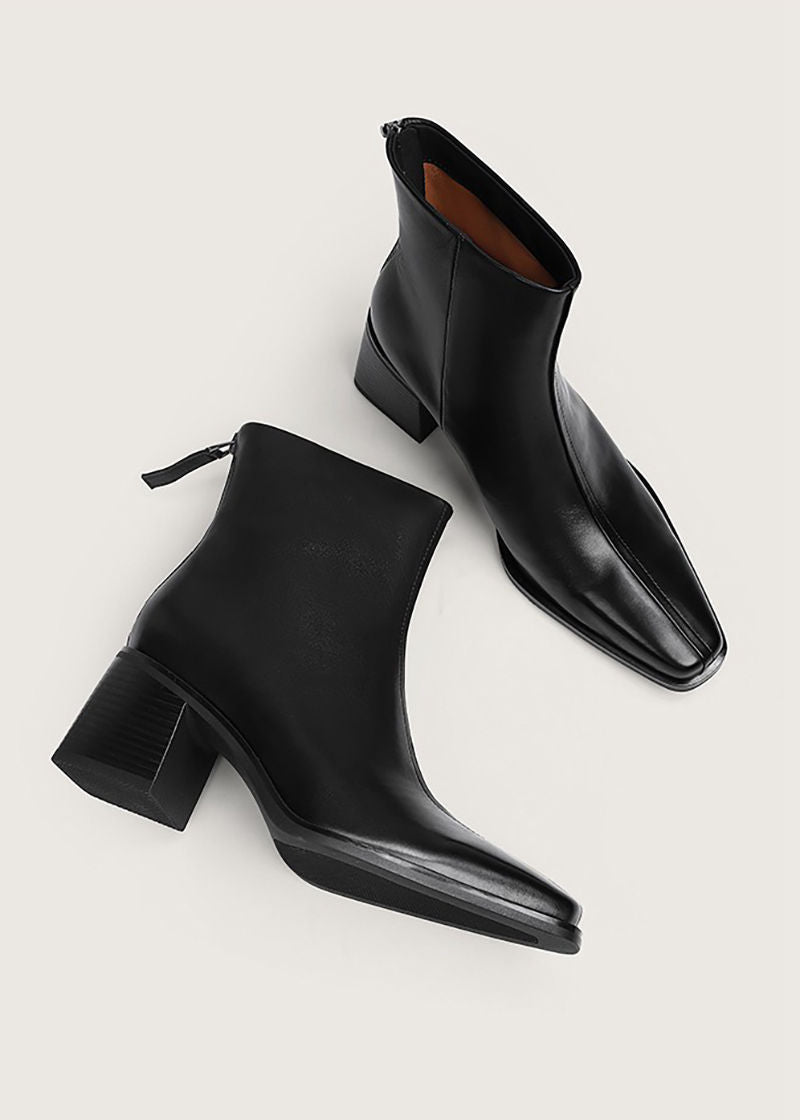 Alina Block Heel Genuine Leather Booties