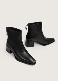 Alina Block Heel Genuine Leather Booties