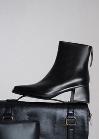 Alina Block Heel Genuine Leather Booties