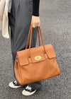 Women's Double Handle Genuine Leather Tote Bag