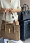 Women's Full Grain Leather Flap Buckle Tote Bag