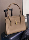 Women's Full Grain Leather Flap Buckle Tote Bag