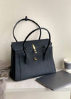 Women's Full Grain Leather Flap Buckle Tote Bag