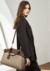 Women's Colorblock Khaki Genuine Leather Tote Bag