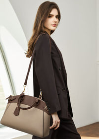 Women's Colorblock Khaki Genuine Leather Tote Bag