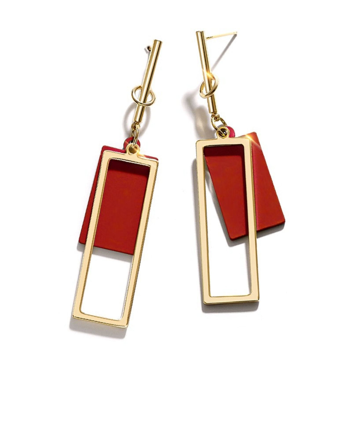 Women's Jewelry Red Alloy Geometric Rectangle Drop Earrings