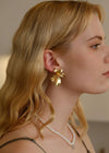 gold floral earrings