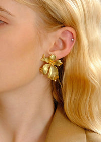 18K Gold Plate Floral Earrings