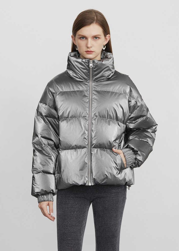 Stand Collar Zip Down Puffer Short Coat – Vivian Seven
