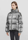 gray short down jacket