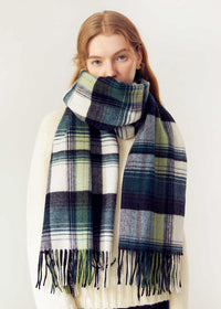 Women's winter Green Tartan Plaid Wool Scarf