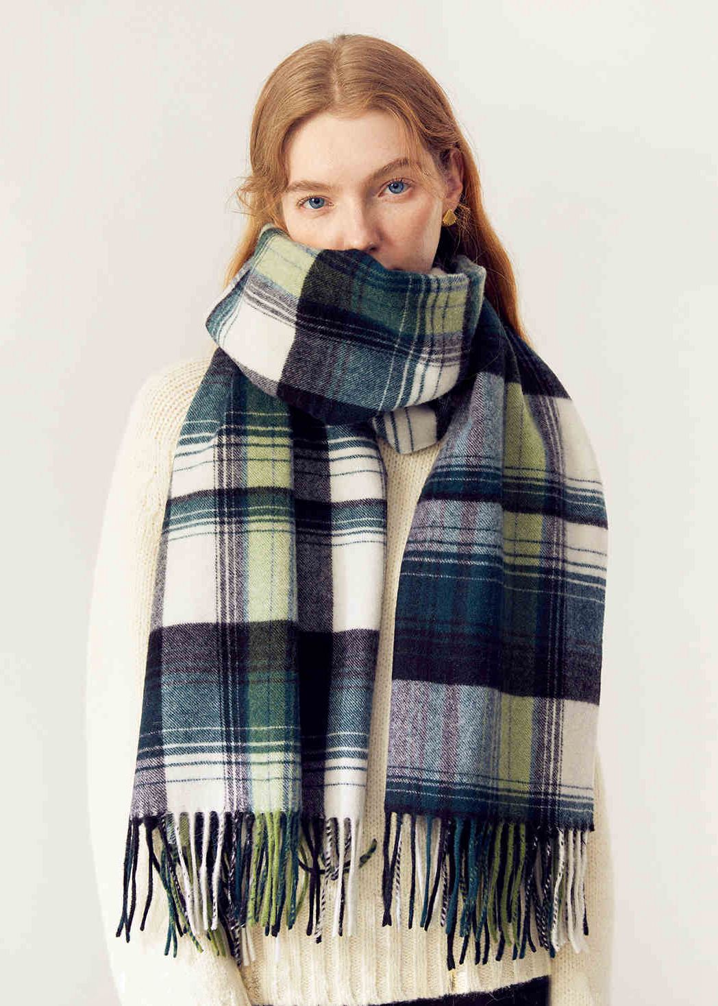 Green Tartan Plaid Wool Scarf – Vivian Seven