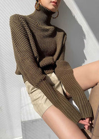 brown high neck sweater