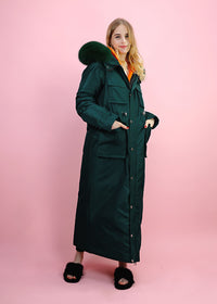 Women's Winter Fur Collar Hooded Long Down Puffer Parka