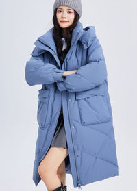 light blue hooded down coat women