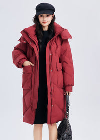 winter down coat red women