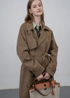 women Storm Flap Double Breasted Long Trench Coat