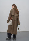 women Storm Flap Double Breasted Long Trench Coat