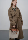 women Storm Flap Double Breasted Long Trench Coat