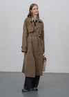 women Storm Flap Double Breasted Long Trench Coat