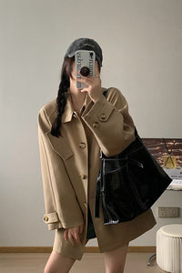 Women's Khaki Single Breasted Trench Belted Coat