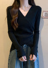 Women Knit V-Neck Pullover Short Sweater