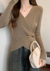 Women Knit V-Neck Pullover Short Sweater