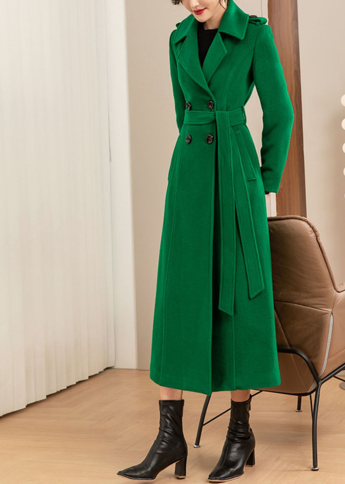 green dress coat women Green Maxi Wool coat Women, Warm Winter Wool coat, Long Wool coat, Wool Trench coat, Belted coat, Wool coat Women, Winter coat women 3912#