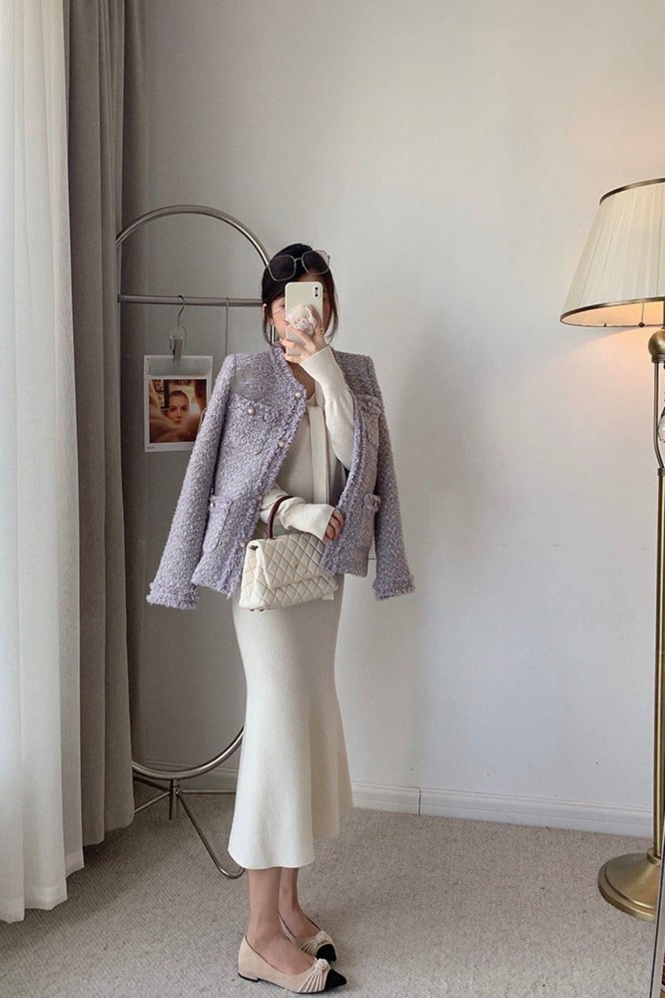 Light Purple Wool Blend Tweed Short Pocket Jacket – Vivian Seven