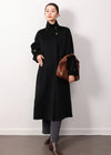 Vivian Seven Women's Maggie Stand Collar Double Face Wool Coat Black