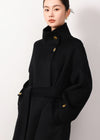 Vivian Seven Women's Maggie Stand Collar Double Face Wool Coat Black