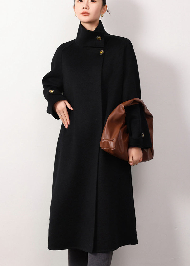 Vivian Seven Women's Maggie Stand Collar Double Face Wool Coat Black