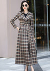 Plaid pattern trench coat