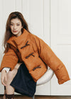 Women's Orange Stand Collar Short Down Puffy Coat