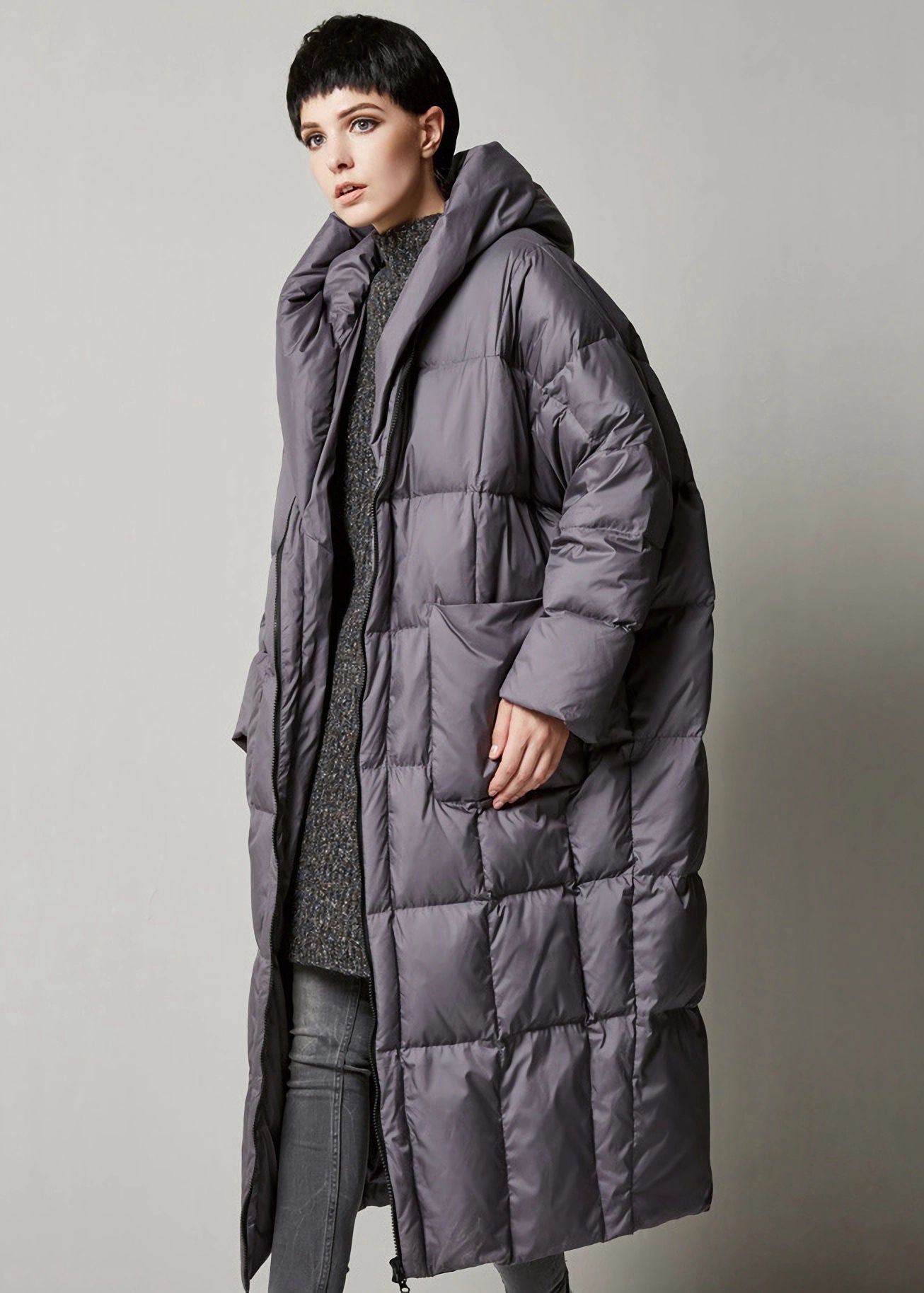 Oversized Hooded Long Down Puffer Coat – Vivian Seven