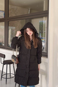 black hooded down coat