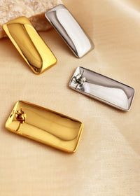 Women's Jewelry Polished Stainless Steel Rectangular Statement Stud Earrings