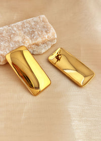 Women's Jewelry Polished Stainless Steel Rectangular Statement Stud Earrings